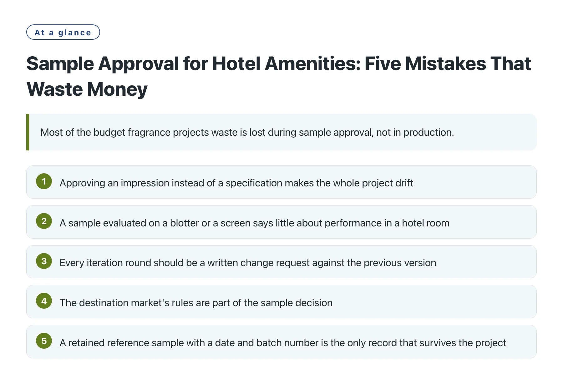 Sample Approval for Hotel Amenities: Five Mistakes That Waste Money——全文要点速览